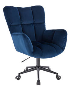 FOTEL HR650K CIEMNE MORZE WELUR CZARNA PODSTAWA