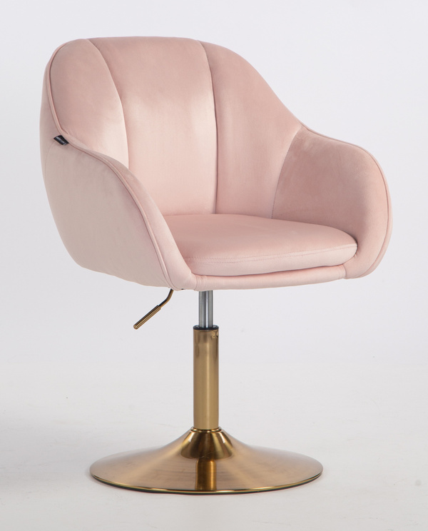 HOKER HR2055N PUDROWY RÓŻ WELUR ZŁOTA PODSTAWA