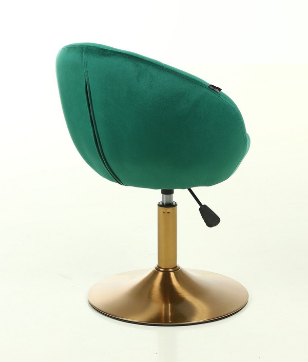 FOTEL HR948 BUTELKOWA ZIELEŃ WELUR ZŁOTA PODSTAWA