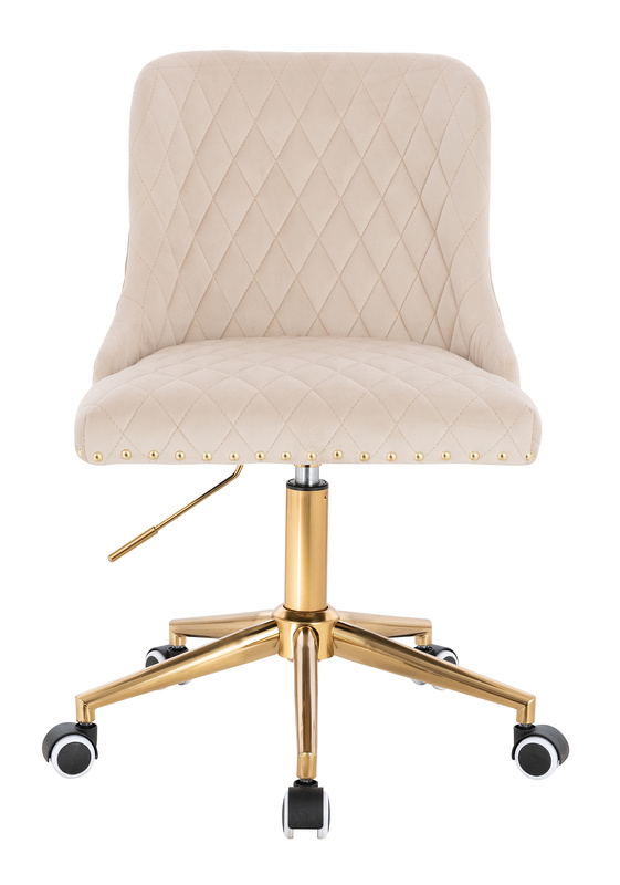 FOTEL HR940K KREMOWY WELUR ZŁOTA PODSTAWA