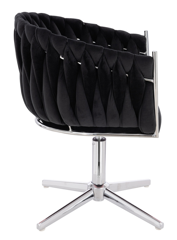 FOTEL HR750CROSS CZARNY WELUR CHROMOWANA PODSTAWA