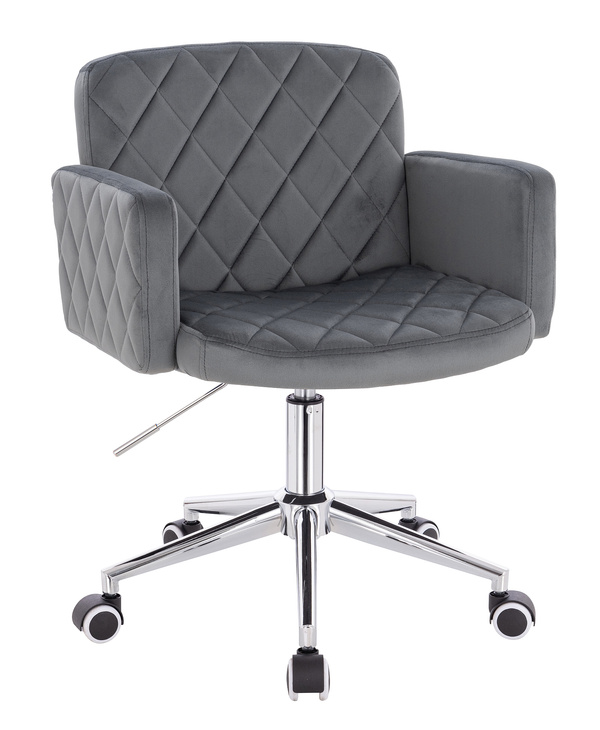 FOTEL HR802K GRAFITOWY WELUR CHROMOWANA PODSTAWA