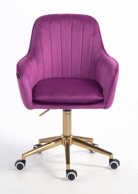 FOTEL HR2022K FUKSJA WELUR ZŁOTA PODSTAWA