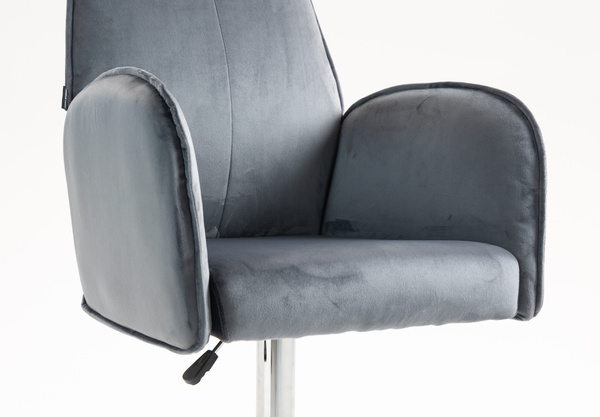 FOTEL HR280W GRAFITOWY WELUR CHROMOWANA PODSTAWA