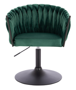 FOTEL HR750N BUTELKOWA ZIELEŃ WELUR CZARNA PODSTAWA