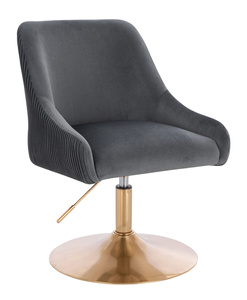FOTEL HR920N GRAFITOWY WELUR ZŁOTA PODSTAWA