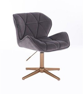 FOTEL HR111CROSS ZŁOTY GRAFITOWY WELUR