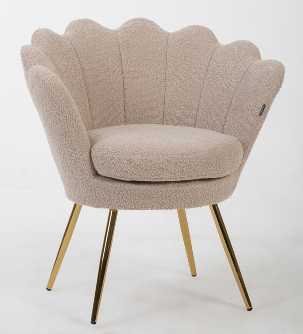 MUSZELKA FOTEL FREY LATTE BARANEK ZŁOTE NOGI