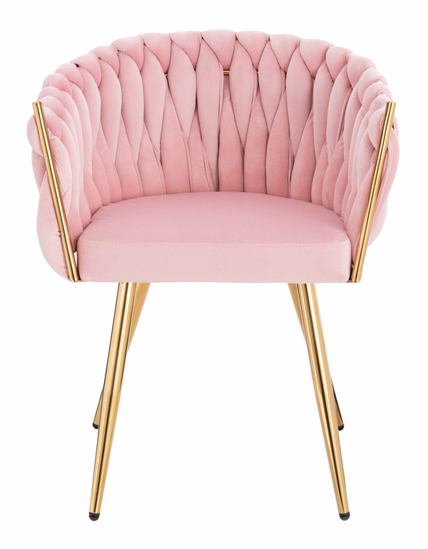 HR750 KRZESŁO ZŁOTE NOGI PUDROWY RÓŻ WELUR