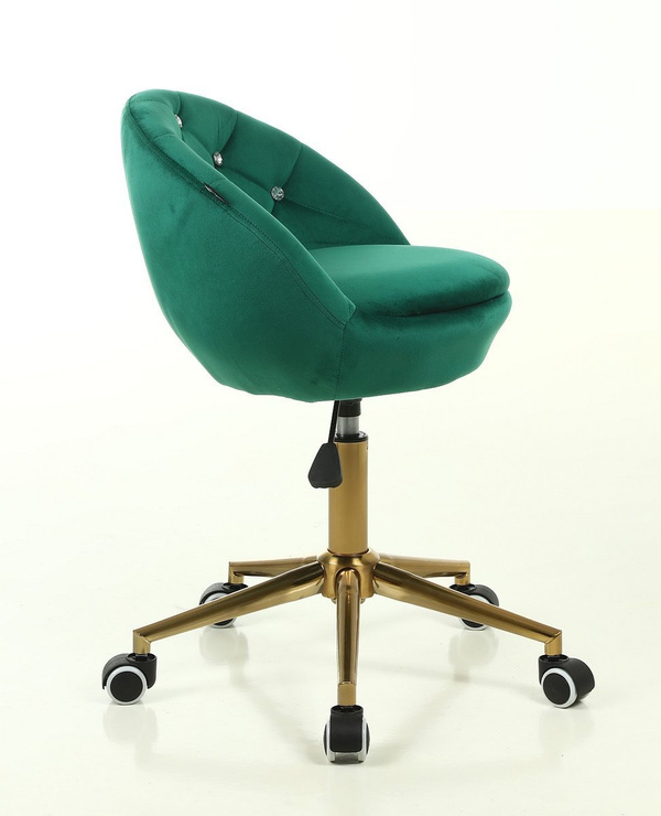 FOTEL HR948 BUTELKOWA ZIELEŃ WELUR ZŁOTA PODSTAWA