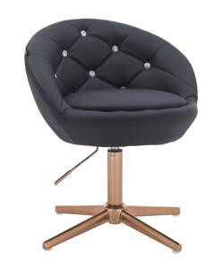 FOTEL HR948CROSS CZARNY EKOSKÓRA ZŁOTA PODSTAWA