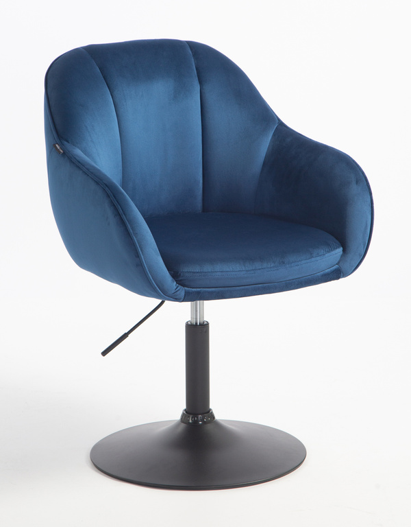 FOTEL HR2055N CIEMNE MORZE WELUR CZARNA PODSTAWA