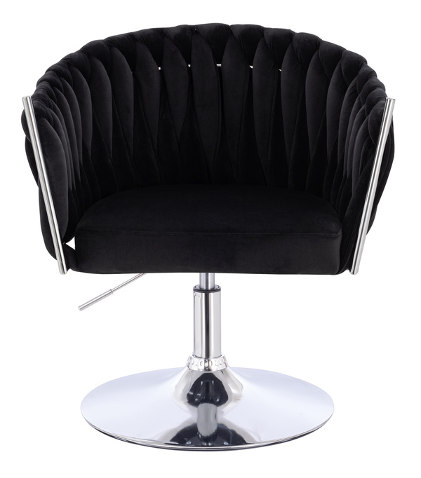 FOTEL HR750N CZARNY WELUR CHROMOWANA PODSTAWA