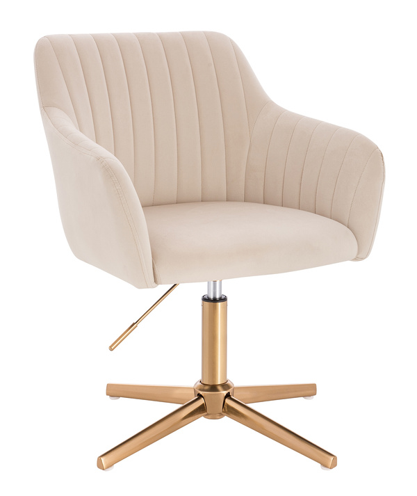 FOTEL HR190CROSS KREMOWY WELUR ZŁOTA PODSTAWA