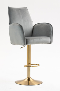 FOTEL HR280W STALOWY WELUR ZŁOTA PODSTAWA
