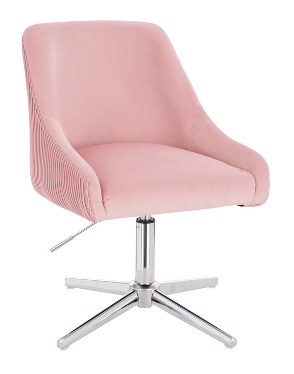 FOTEL HR920CROSS PUDROWY RÓŻ WELUR CHROMOWANA PODSTAWA