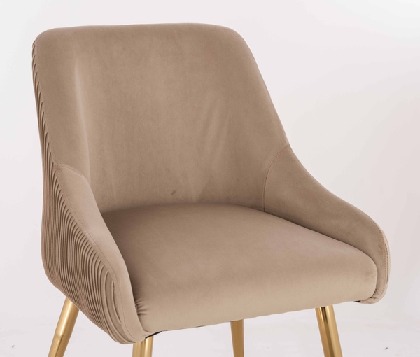 HR920 KRZESŁO ZŁOTE NOGI LATTE WELUR