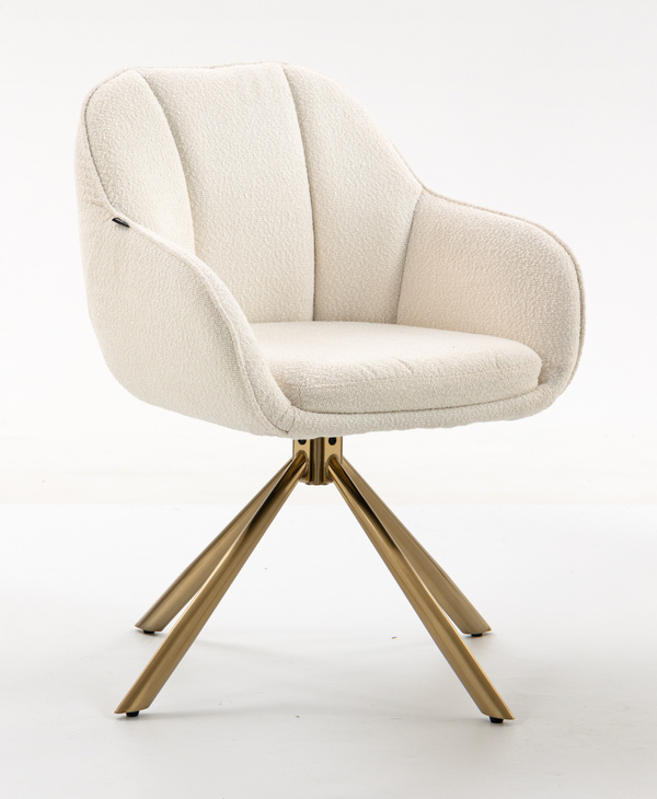 FOTEL HR2055 KREMOWY BARANEK ZŁOTY PAJĄK