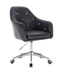 FOTEL HR830 CZARNA SKÓRA CHROM KÓŁKA