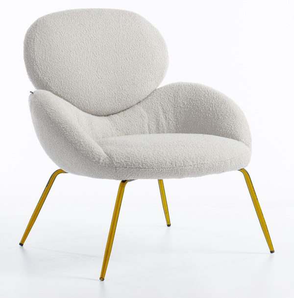 FOTEL HR2045 SZARY BARANEK ZŁOTA PODSTAWA