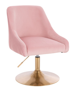 FOTEL HR920N PUDROWY RÓŻ WELUR ZŁOTA PODSTAWA
