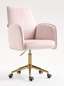 FOTEL HR280K PUDROWY RÓŻ WELUR ZŁOTA PODSTAWA