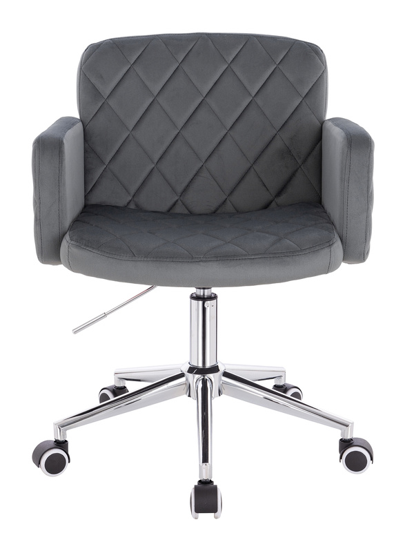 FOTEL HR802K GRAFITOWY WELUR CHROMOWANA PODSTAWA