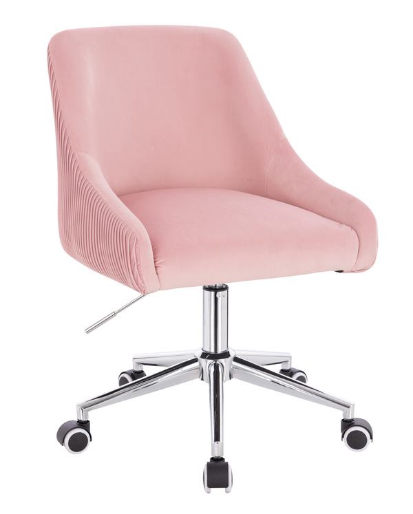 FOTEL HR920K PUDROWY RÓŻ WELUR CHROMOWANA PODSTAWA