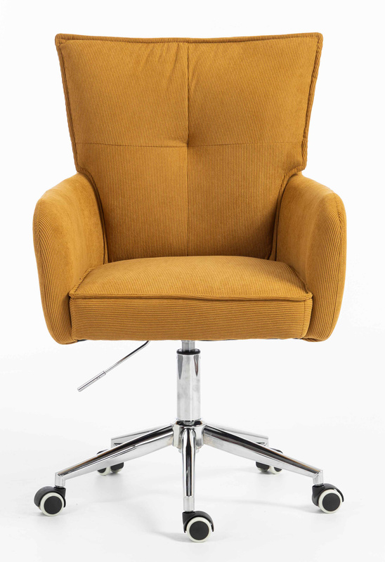 HOKER HR250K ŻÓŁTY CURRY PREMIUM CORD SZTRUKS CHROMOWANA PODSTAWA