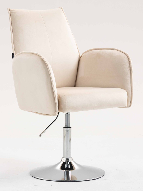 FOTEL HR280N KREMOWY WELUR CHROMOWANA PODSTAWA