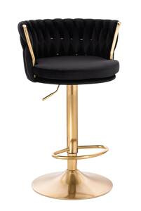 FOTEL HR450W CZARNY WELUR ZŁOTA PODSTAWA