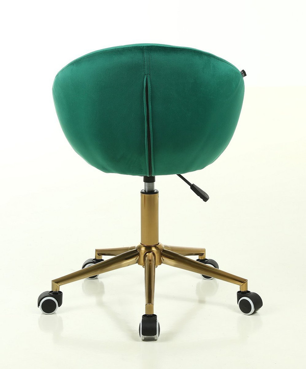 FOTEL HR948 BUTELKOWA ZIELEŃ WELUR ZŁOTA PODSTAWA