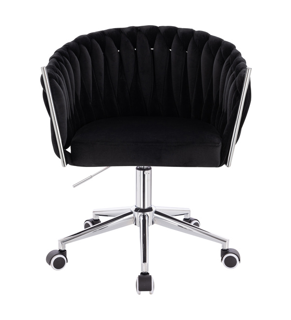 FOTEL HR750K CZARNY WELUR CHROMOWANA PODSTAWA