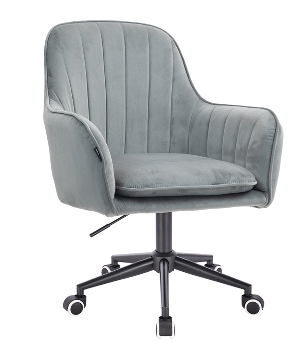 FOTEL HR2022K STALOWY WELUR CZARNA PODSTAWA