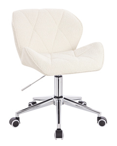 FOTEL HR111K KREMOWY BARANEK CHROMOWANA PODSTAWA