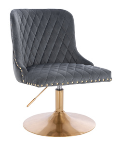 FOTEL HR940N GRAFITOWY WELUR ZŁOTA PODSTAWA