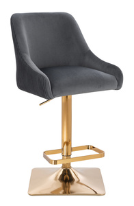 FOTEL HR920KW GRAFITOWY WELUR ZŁOTA PODSTAWA