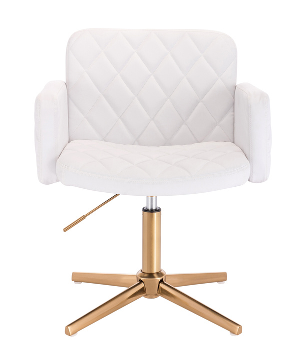 FOTEL HC802CROSS BIAŁY ZŁOTA PODSTAWA