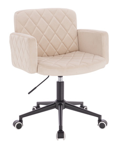 FOTEL HR802K KREMOWY WELUR CZARNA PODSTAWA