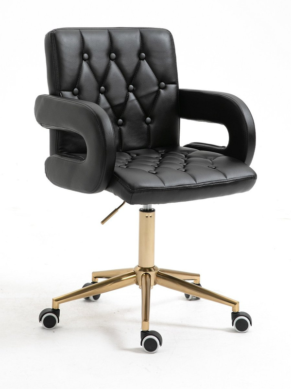 FOTEL HR8404K CZARNY ZŁOTA PODSTAWA